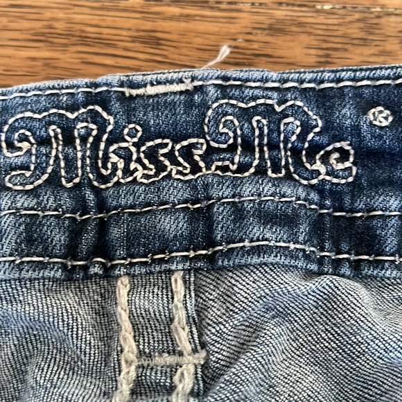 Miss Me Blue Boot Cut Jeans with White Accents - Picture 4 of 8